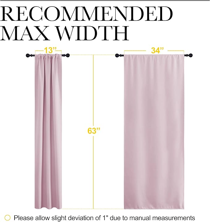 NICETOWN Bedroom Curtains, Room Darkening Draperies Window Curtain Panels, Thermal Insulated Room Darkening Curtains (Lavender Pink, 2 Panels, W34 x L63) - Image 7
