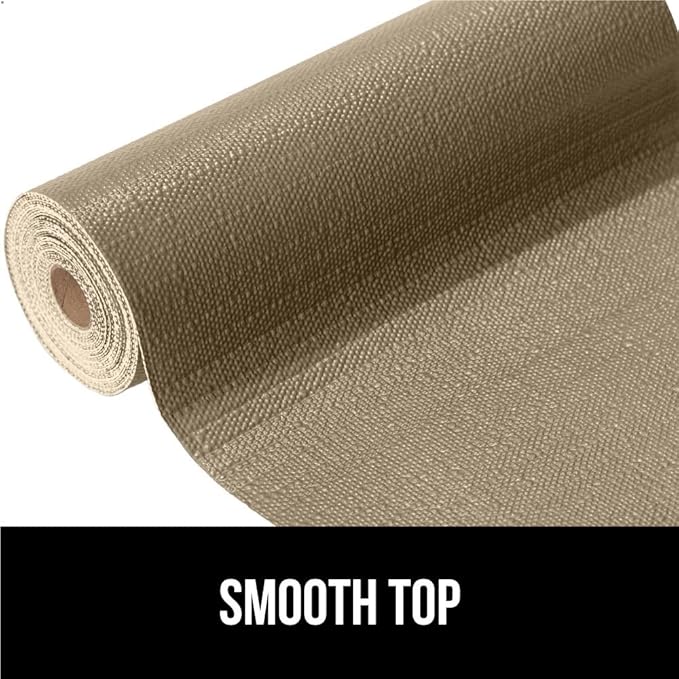 GORILLA GRIP DripGuard Shelf Liner, Non-Adhesive Drawer and Kitchen Cabinet Protector, Strong Grip Slip Resistant Underside, Smooth Surface Liners for Cabinets, Bathrooms, Closets, 12x120 Inch, Beige - Image 9