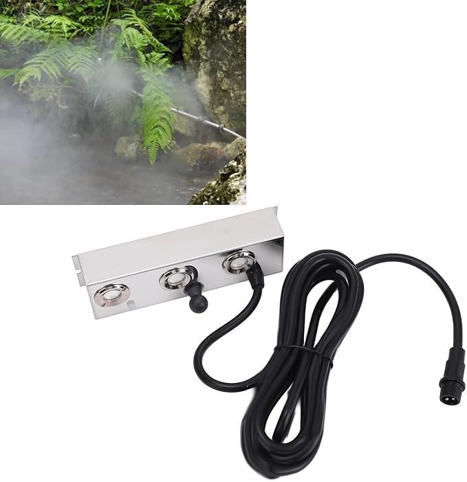 Ultrasonic Fogger Humidifier Mist Maker 3 Heads 36V Stainless Steel Low Noise Outdoor Indoor Garden Terrace Commercial Spaces 3 Meters Cable Length - Image 6