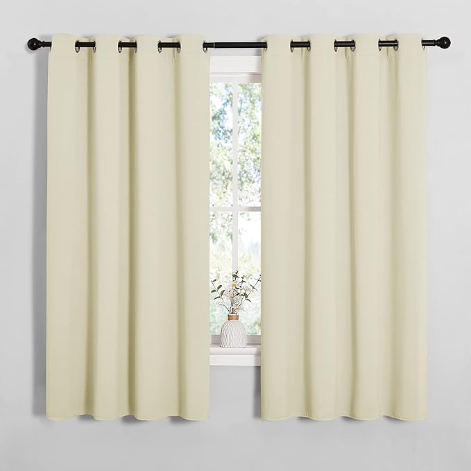 NICETOWN Room Darkening Curtain Panels for Cafe, Thermal Insulated Grommet Room Darkening Draperies/Drapes for Window (Beige, 2 Panels, W55 x L68 -inch) by NICETOWN