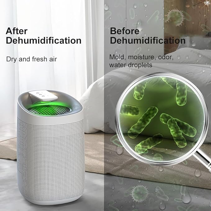 1000ml Air Dehumidifier w/Purifying Function for Home (800 Sq.Ft), Small Dehumidifiers with WIFI APP Control, Auto Shut Off, True HEPA Filter, Ideal for Closet Bedroom Bathroom 1 Filter - Image 5