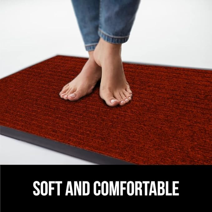 GORILLA GRIP Waterproof Traffic Guard Door Mat, 60x36, Heavy Duty Entryway Mats, Strong Backing Commercial Utility Rugs for Office Hallway, Garage Floor and Home, Low Profile Carpet Runner, Red - Image 8