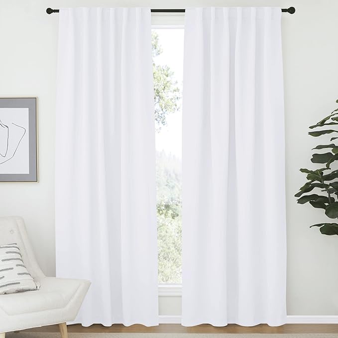 NICETOWN Dining Room Window Curtains - (White Color) W52 x L84, Set of 2, Window Treatment Drapery Panels for Hall Room by NICETOWN