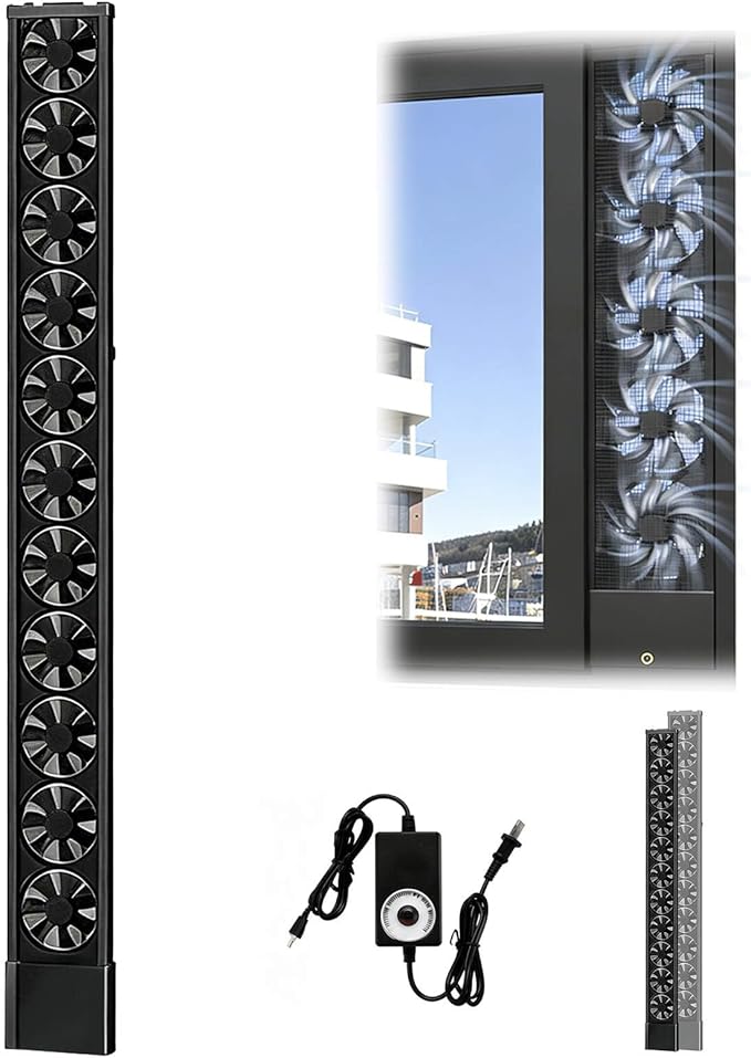 Vertical Window Exhaust Fan for Sliding Windows-Easy Tool-Free Installation, Adjustable Speed with Reversible Airflow, Slim Design for Bedroom Kitchen Office, Alternative to AC Fan and Household Fans by Unknown