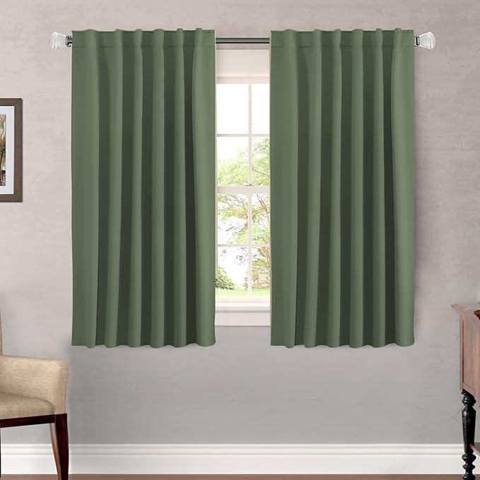 H.VERSAILTEX Blackout Curtains Thermal Insulated Window Treatment Panels Room Darkening Blackout Drapes for Living Room Back Tab/Rod Pocket Bedroom Draperies (2 Panels, Bronze Green, 52 x 54 Inch) by HVERSAILTEX
