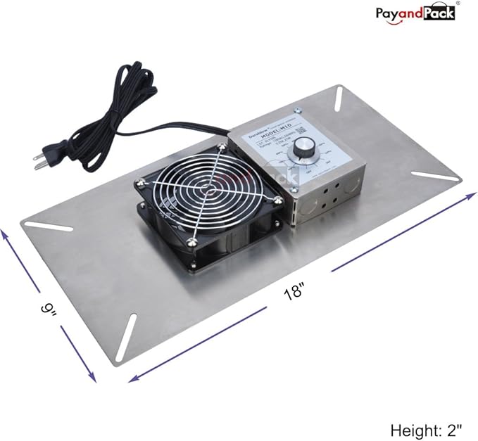 Durablow 110 CFM Air-Out Stainless Steel Crawl Space Vent Fan, Basement fan with Dehumidistat & Thermostat, for Crawl Space, Garage, Foundation Vent, Radon Mitigation (Stainless steel silver, M1D) - Image 2