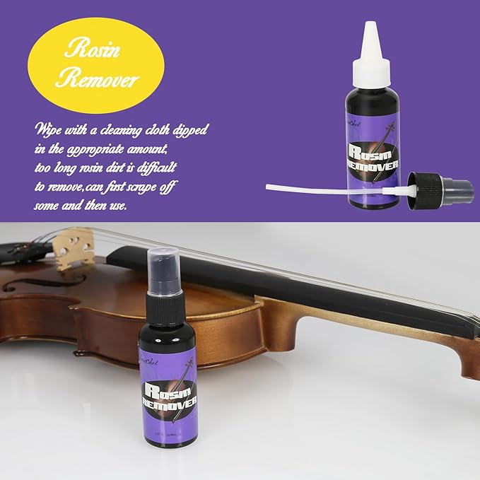 Violin Cleaner Care Cleaning Kit,Maintenance Kit,Beeswax,Liquid Rosin,Rosin Remover,String Oil,Polish,Violin Humidifier,Violin String Brush,Cleaning Clot. - Image 3