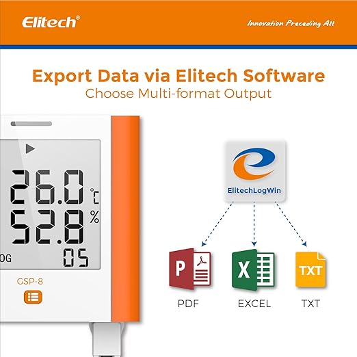 Elitech 100,000 Points Digital Temperature Humidity Data Logger Medical Refrigerator Thermometer Vaccine Fridge Temperature Monitor Max Min Average Value GSP-8 - Image 3