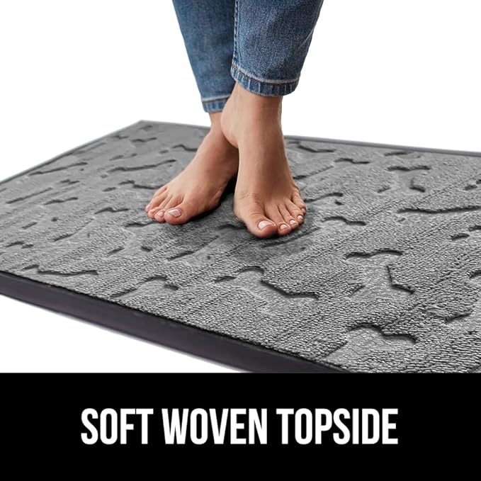 GORILLA GRIP 100% Waterproof All-Season WeatherMax Doormat 35x23, US Designed Natural Rubber, Stain and Fade Resistant, Low Profile Indoor Outdoor Door Mats, Easy Clean Patio Mat, Light Gray Bones - Image 7