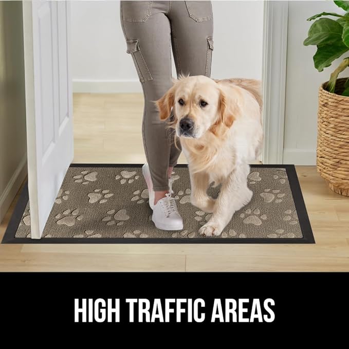 GORILLA GRIP 100% Waterproof All-Season WeatherMax Doormat US Designed Natural Rubber, Stain and Fade Resistant, Low Profile Indoor Outdoor Door Mats, Easy Clean Patio Mat, 17x29, Tan Pawprints - Image 6