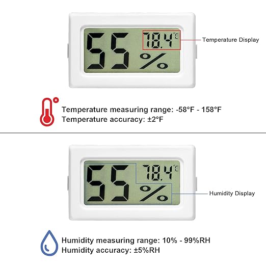 2Pcs Mini Digital Thermometer Hygrometer with Probe TPM-10 Indoor Temperature Humidity Meter LCD Fahrenheit (℉) Display Hygrometer Thermometer Gauge for Incubator Reptile Plant Terrarium - Image 3