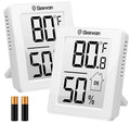 Geevon 2 Pack Hygrometer Indoor Thermometer Room Humidity Gauge with Battery, Digital Temperature Gauge Humidity Meter Indicator for Home, Office, Greenhouse, Mini Hygrometer,White by GEEVON