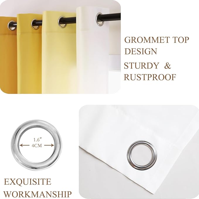 L.Z.E Gold and White Ombre Privacy Curtains 96 Inches Long 2 Panels Set Gold Light Filtering Non-See-Through Curtains & Drapes for Living Room Bedroom Nursery Grommet Top (55" W x 96" L) - Image 4
