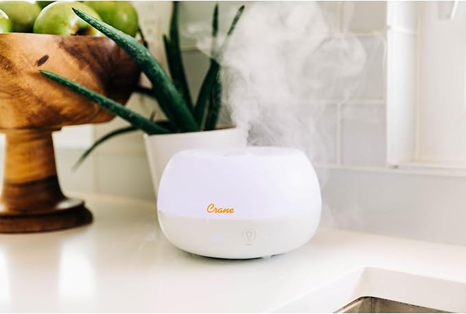 Crane Portable Ultrasonic Travel Humidifier & Aroma Diffuser – 0.2 Gallon Cool Mist, No Filter Required, Optional Essential Oil Tray, Whisper-Quiet for Babies, Travel, & Small Rooms (White) - Image 9