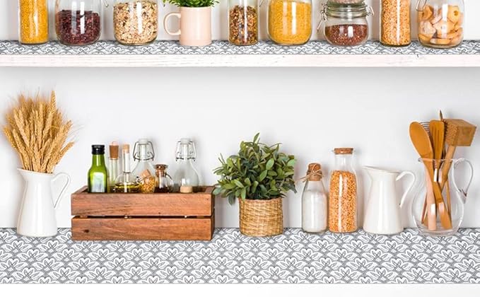 2 Rolls 12" W x 120" L Floral Drawer and Shelf Liner for Cabinets, Non-Adhesive Strong Grip Non-Slip Flower Shelf Cabinet Kitchen Shelf Liners for Kitchen Cabinets - Image 2
