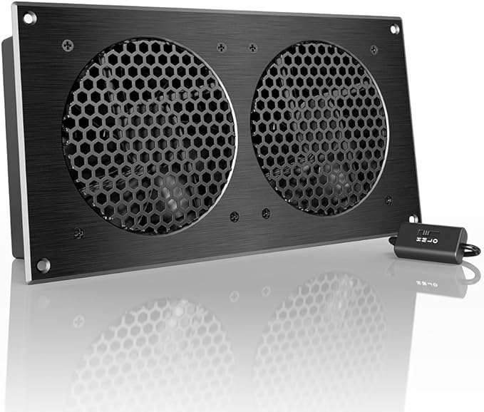 AC Infinity AIRPLATE S7, Quiet Cooling Fan System 12" with Speed Control, for Home Theater AV Cabinets by ACInfinity