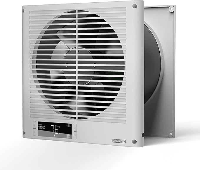 AC Infinity Room to Room Fan 8”, Two-Way Reversible Airflow Through-the-Wall Fan with Temperature Controller, Quiet Precise 10-Level Speeds for In-Wall Kitchen, Laundry Room, and Workshops by ACInfinity