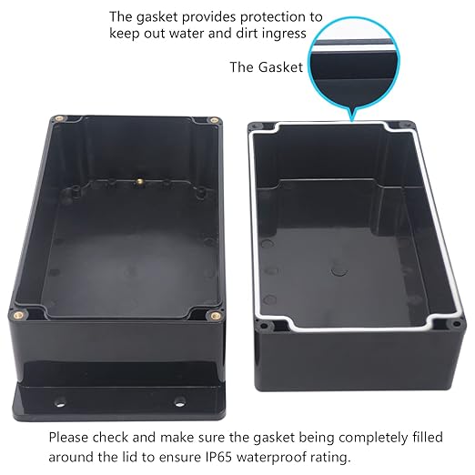 Zulkit Junction Box ABS Plastic Dustproof Waterproof IP65 Universal Electrical Boxes Project Enclosure with Fixed Ear Black 7.87 x 4.72 x 4.45 Inch (200 x 120 x 113 mm)(Pack of 1) - Image 4