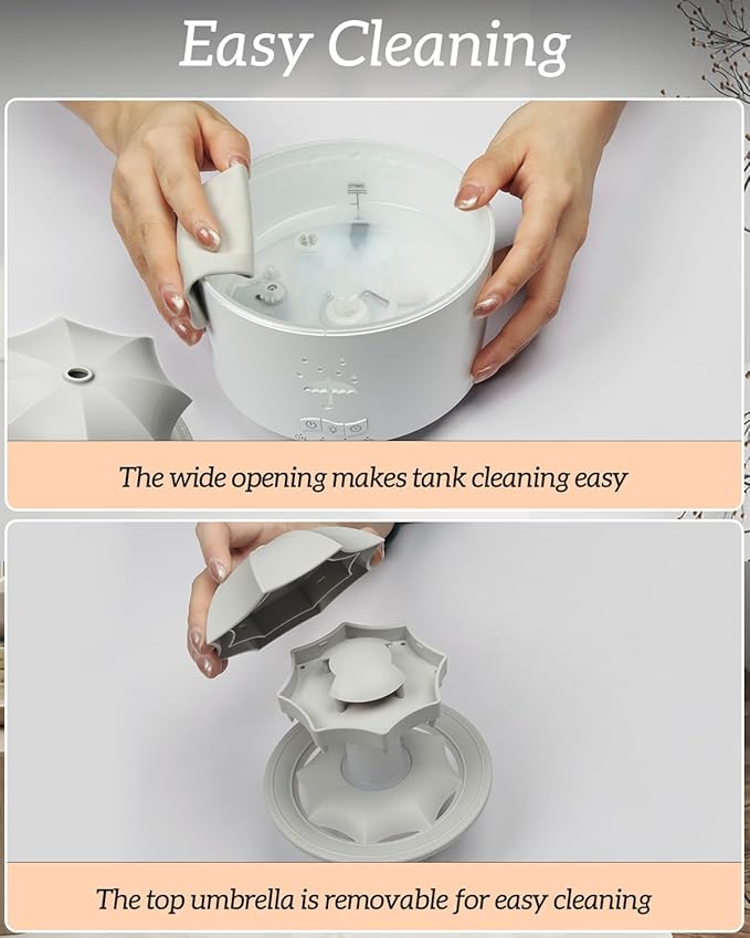 Aesthetic 2-in-1 Humidifier Oil Diffuser with 360° Rotating Raindrop & 7 LED Mood Lights,Ultrasonic Quiet Cool Mist Humidifier for up to 24 Hrs,Ideal Holiday Gifts for Home - Image 8