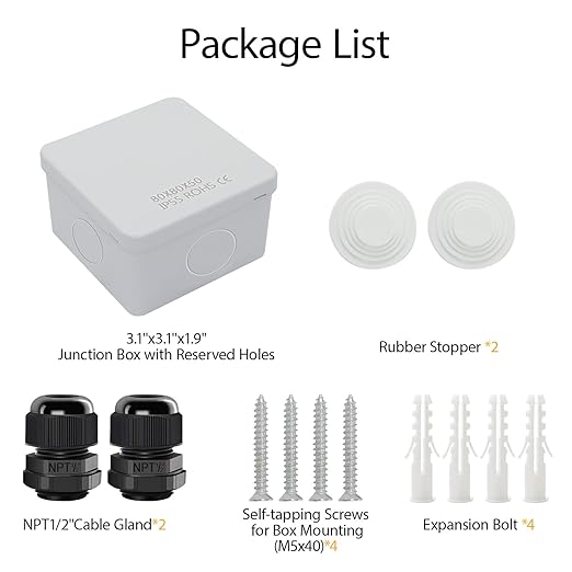 LeMotech Junction Box, Electrical Box IP65 Water Resistant Dustproof ABS Plastic Project Enclosure for Electronics White 3.1 x 3.1 x 1.9 inch - Image 7