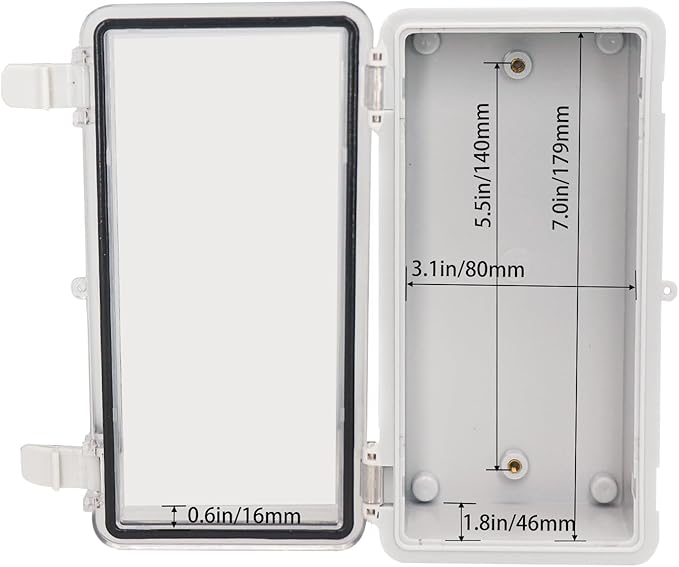 Waterproof Outdoor Electrical Box Junction Box Weatherproof IP67 ABS Plastic Enclosure Switch Router Project Box with Mounting Plate with Wall Bracket 2 Cable Glands Clear 7.9"x3.9"x2.8" - Image 4