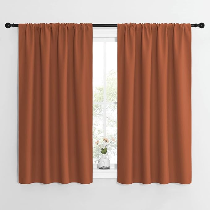 NICETOWN Blackout Curtains and Drapes - Thermal Insulated Solid Rod Pocket Blackout Draperies/Panels (Burnt Orange, 1 Pair, 42 by 54 inches) by NICETOWN