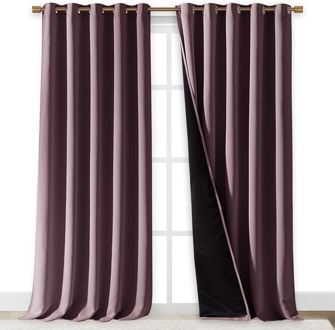 NICETOWN Full Shading Curtains for Windows, Super Heavy-Duty Black Lined Blackout Curtains for Bedroom, Privacy Assured Window Treatment (Dry Rose, Pack of 2, 70 inches W x 95 inches L) - Image 2