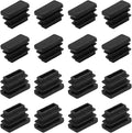 METALLIXITY Rectangle End Caps (20 x 10mm) 16Pcs, Plastic Rectangle Tube Inserts Threaded End Blanking Caps Protector - for Furniture Table Chair Legs, Black by METALLIXITY