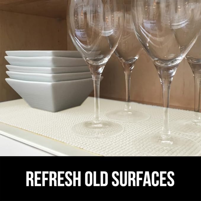 GORILLA GRIP powerGRIP Drawer Shelf and Cabinet Liner, Thick Strong Hold, Non-Adhesive Liners Protect Kitchen Cabinets and Cupboard, Bathroom Drawers, Easy Install, Breathable Mat, 17.5" x30', White - Image 4
