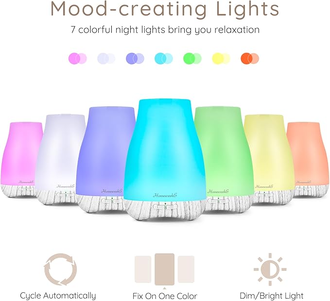 Aromatherapy Essential Oil Diffuser for Room: Air Humidifier Aroma Scent Cool Mist Diffusers Colorful Light Cute Mini Small Waterless Auto Off Ultrasonic for Home Bedroom - Image 4