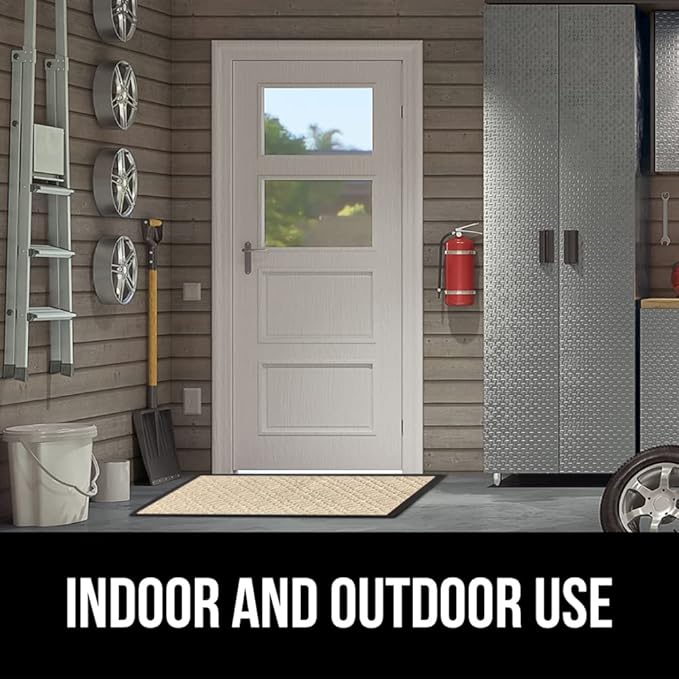 GORILLA GRIP 100% Waterproof All-Season WeatherMax Doormat 35x23, US Designed Natural Rubber, Stain and Fade Resistant, Low Profile Indoor Outdoor Door Mats, Easy Clean Patio Mat, Modern Latte - Image 9