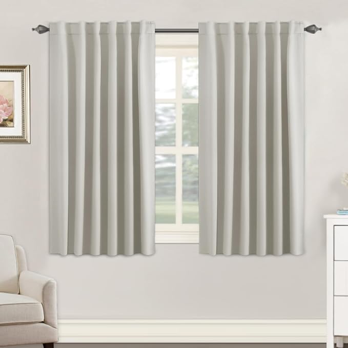 H.VERSAILTEX Blackout Curtains Thermal Insulated Window Treatment Panels Room Darkening Blackout Drapes for Living Room Back Tab/Rod Pocket Bedroom Draperies, 52 x 54 Inch, Ivory/Cream by HVERSAILTEX