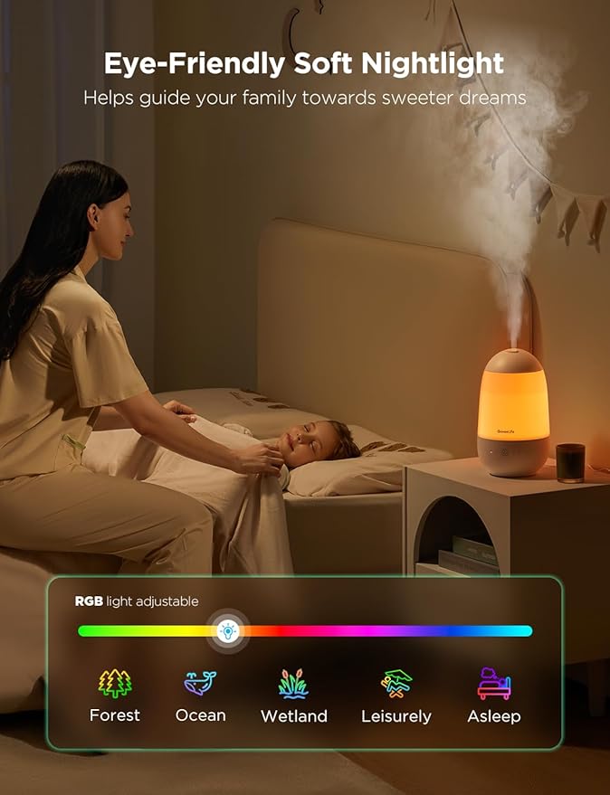 GoveeLife Humidifiers for Bedroom, Smart Cool Mist Air Humidifier for Baby, Nursery, Plants, Easy to Clean & Top Fill Ultrasonic Humidifier with APP & Voice Control, Essential Oil Diffuser, Nightlight - Image 8