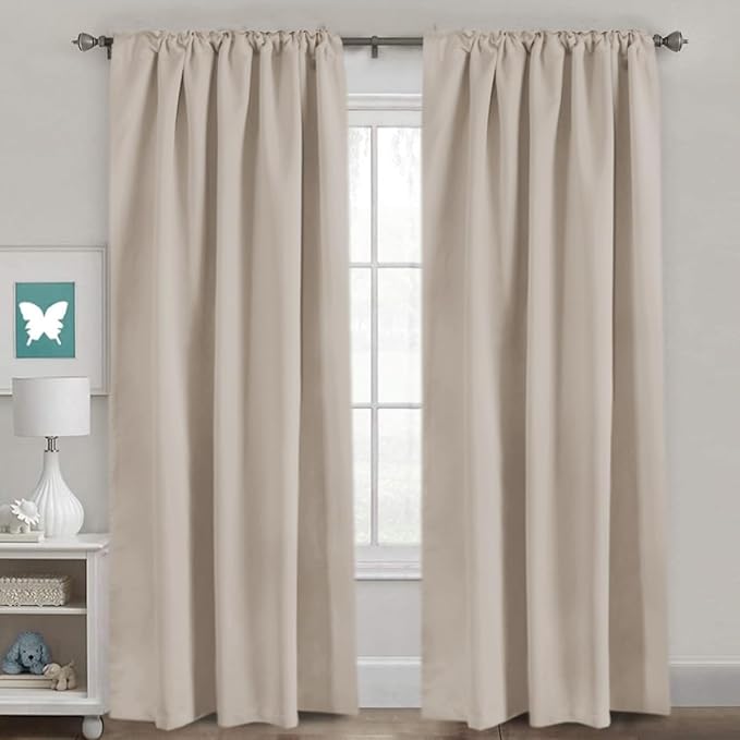 H.VERSAILTEX Blackout Curtains Thermal Insulated Window Treatment Panels Room Darkening Blackout Drapes for Living Room Back Tab/Rod Pocket Bedroom Draperies (2 Panels, Fog, 52 x 96 Inch) - Image 2