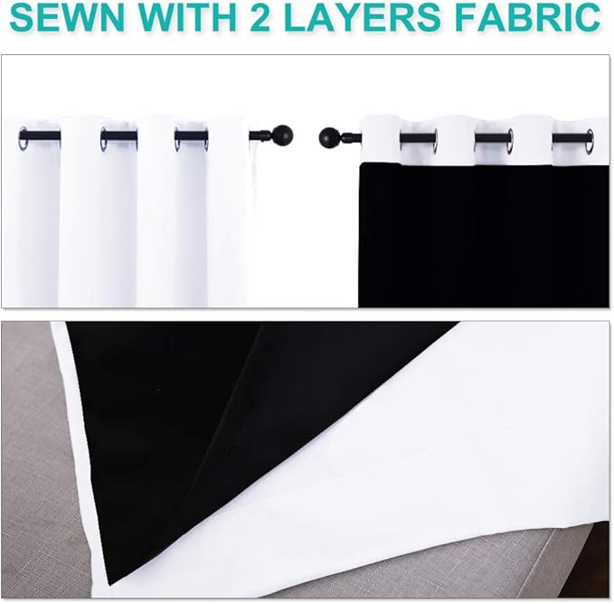 NICETOWN Full Shading Curtain for Patio Door, Super Heavy-Duty Thermal Backing Sliding Glass Door Drape, Privacy Assured Window Treatment(1 Panel, 100 inches W x 95 inches L, Pure White) - Image 5