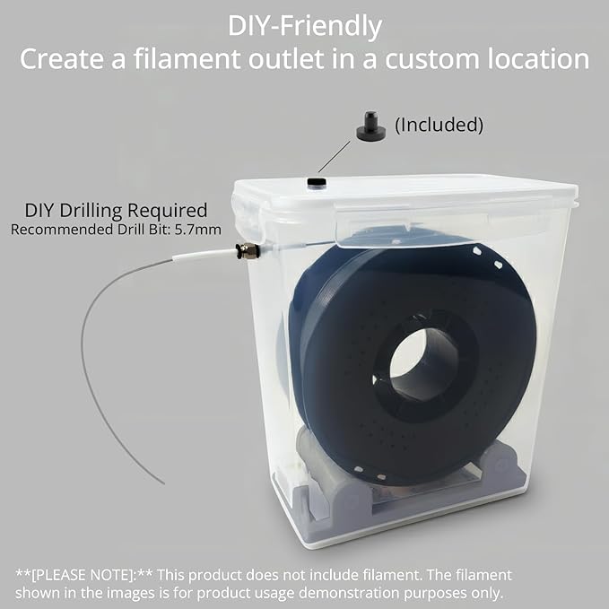 3 Sets 3D Printing Filament Storage Box, 5.8L Dryer Box Continuous Filament Sealing and Protection While Printing, Compatible with 1kg PLA PETG ABS TPU 1.75mm 2.85mm, Stackable Bins (Gray) - Image 8