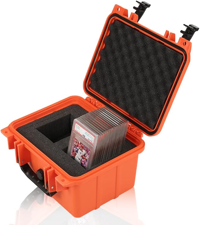 G-PLUS Graded Card Storage Box Compatible with BGS PSA SGC FGS Weatherproof Graded Sports Trading Cards(Small, Orange) by G-PLUS