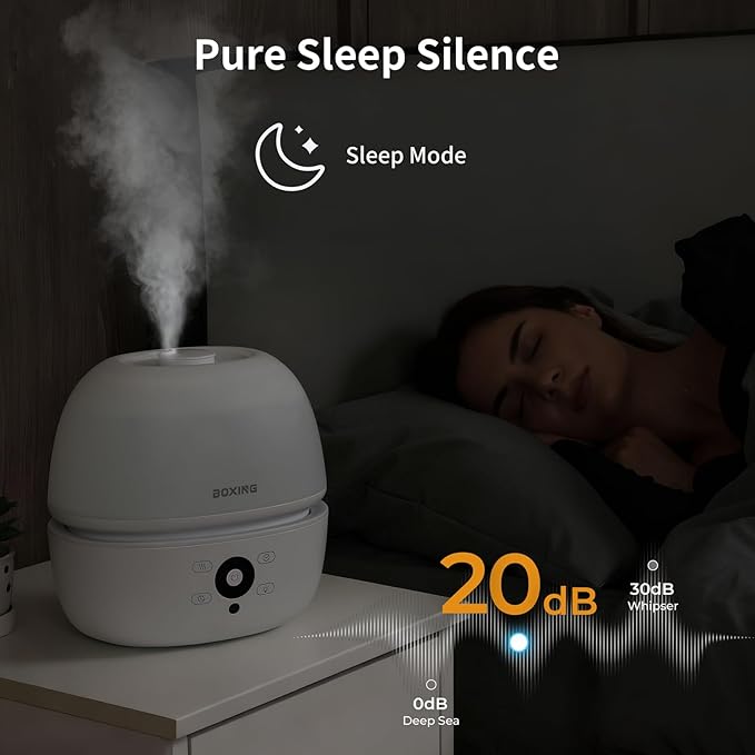 BOXING Top Fill Humidifiers for Bedroom Baby with Easy Remote, 20dB Quiet Cool Mist Air Humidifier for Large Room Home & Indoor Plants, 7 Color Night Light, Essential Oil Tray, Timer, Sleep Mode,3L - Image 5
