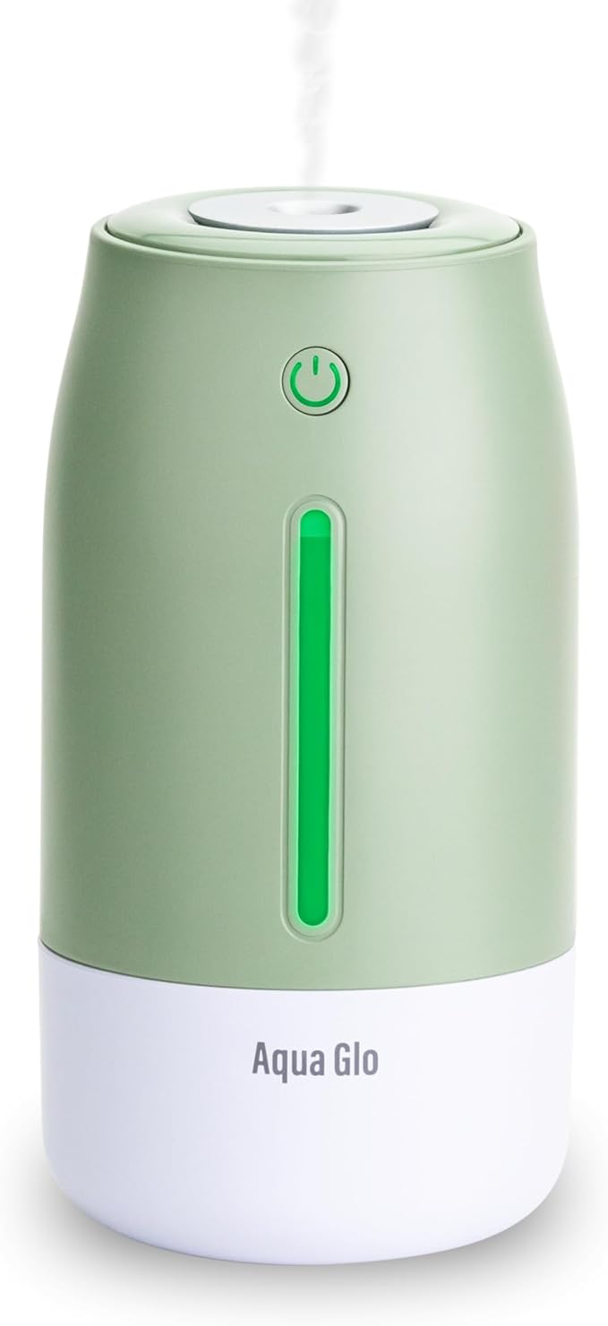 Aqua Glo Personal, Portable Humidifiers for Bedroom – Ultrasonic Cool Mist Humidifier with Built In Rechargeable Battery. Air Humidifier for Baby, Plants, Home, Office, Travel. Mint Green by Airvana