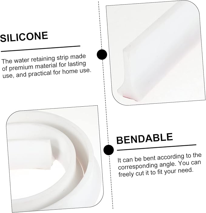 jojofuny 3m Toilet Water Retaining Strip Self-adhesive Bathroom Baffle for Showers and Countertops Silicone Barrier for Kitchens and Bathtubs Easy to Clean and - Image 6