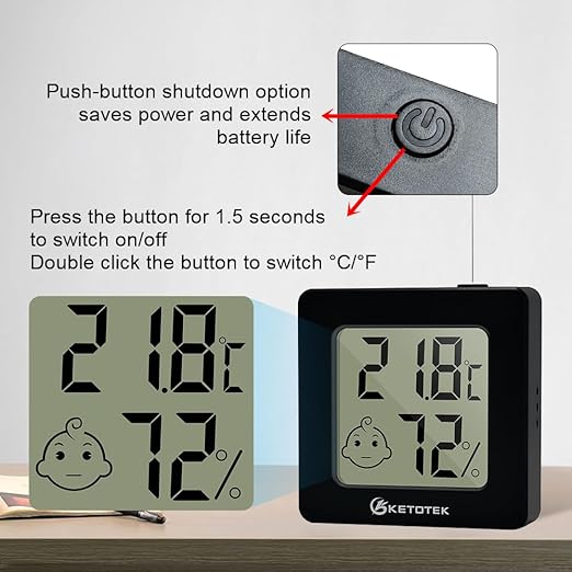 KETOTEK 5 Pack Digital Hygrometer Indoor Thermometer Mini Temperature and Humidity Monitor with Comfort Indicator for House Baby Room Office - Image 2