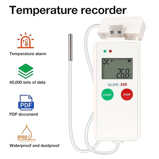 Professional Hygrometer Thermometers Logger with Double Screen Interfaces Double Display Probes Hygrometer for Lab Temperature Humidity Data Logger with External Probes - Image 3