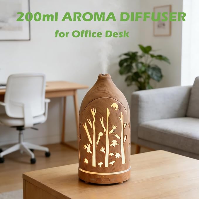 3 Essential Oil Diffuser Set,7.1''x3.5'' Aromatherapy Diffusers,Desk Humidifiers for Office,Small 200ml Humidifier with 7 LED Colors Night Lights,Waterless Auto-Off for Home Decor Gift (Tree) - Image 2