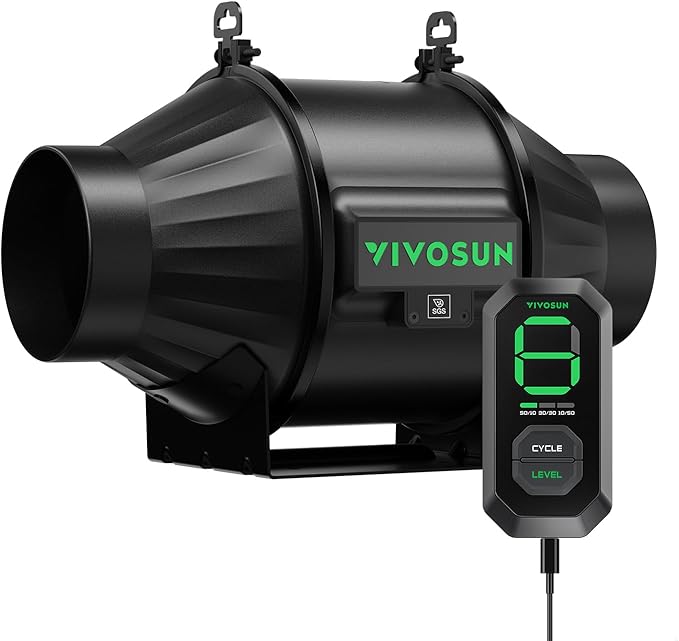VIVOSUN T4 4" Inline Fan &Speed Controller, AeroZesh Ventilation Fan with 210 CFM EC Motor for Moisture Prevention during Snowstorm, Ideal for Winter Ventilation, Maintain Airflow During Snowy Day by VIVOSUN
