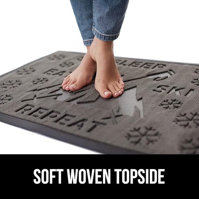 GORILLA GRIP 100% Waterproof All-Season WeatherMax Doormat 35x23, US Designed Natural Rubber, Stain and Fade Resistant, Low Profile Indoor Outdoor Door Mats, Easy Clean Patio Mat, Graphite Skiing - Image 7