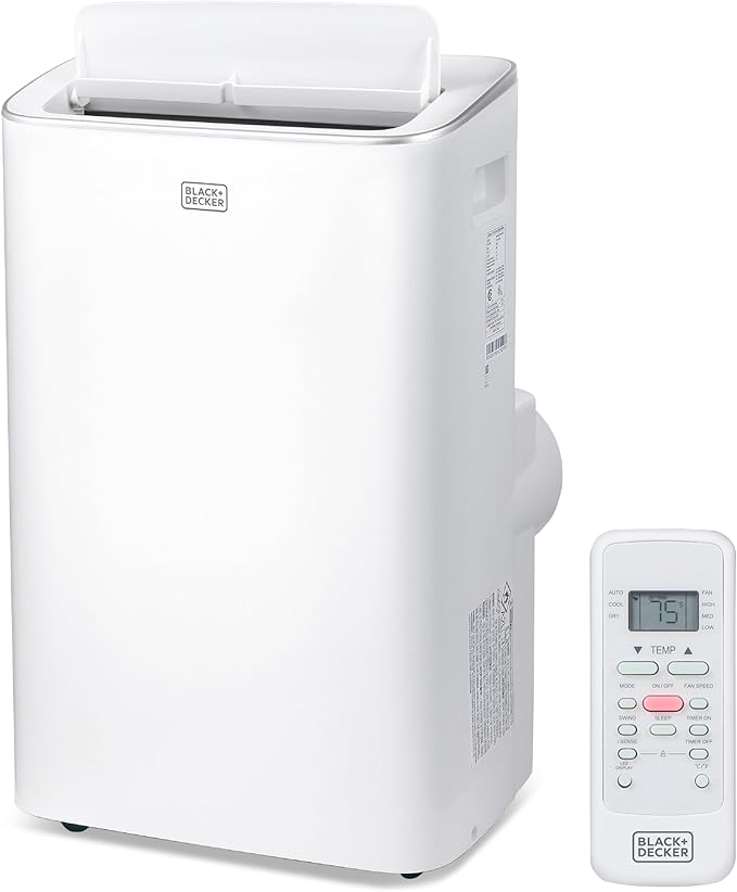 BLACK+DECKER Smart Portable Air Conditioner,12,000 BTU, for Rooms Up To 550 Sq. Ft., Portable AC with Inverter Compressor & Window Kit, BPACT08NM, White by BLACKDECKER