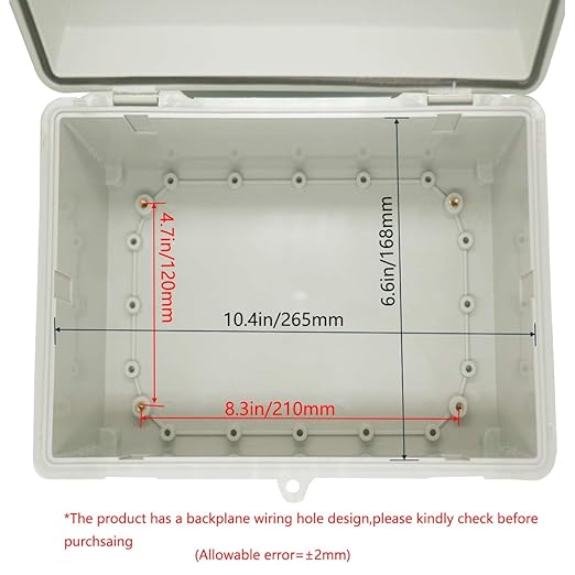 Zulkit Junction Box ABS Plastic Dustproof Waterproof IP65 Electrical Boxes Hinged Shell Outdoor Universal Project Enclosure with 2 Cable Glands 11.42 x 7.48 x 5.51 Inch (290x190x140mm) - Image 5