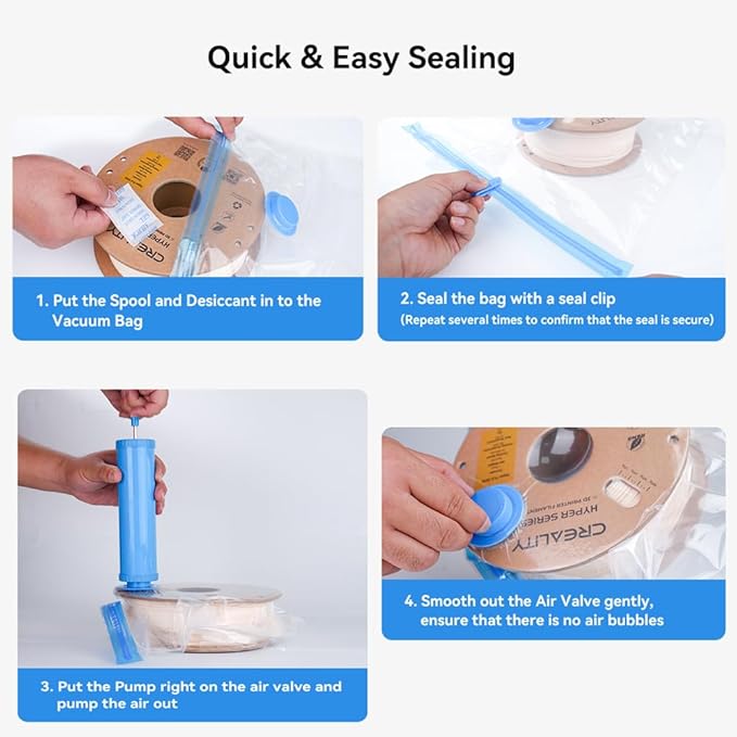 Creality Filament Storage Bag Vacuum Kit-10Pack Cleaning Drying Sealed Bags for 3D Printer Filament with Desiccants/Hand Pump - Image 7