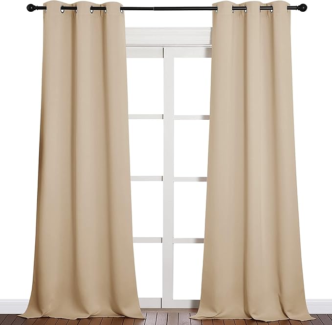 NICETOWN Room Darkening Grommet Panels - Baby Room Curtains 90 inches Long, Privacy Draperies (42 inches Width, Biscotti Beige, 1 Pair) by NICETOWN