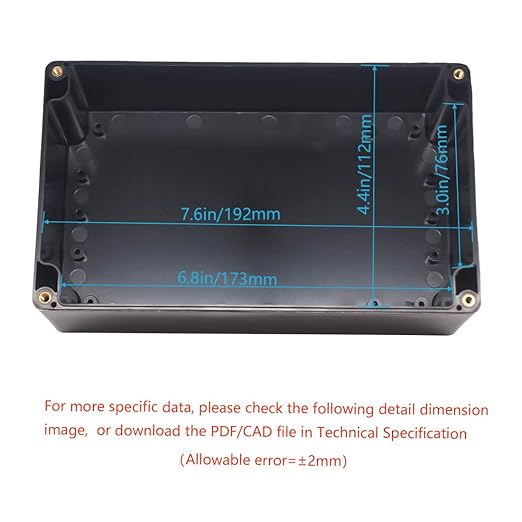 Junction Box, Zulkit Project Box IP65 Waterproof Outdoor Box ABS Plastic Electrical Boxes Electronic Enclosure Black 7.9 x 4.7 x 2.95 inch (200 x 120 x 75mm) - Image 5